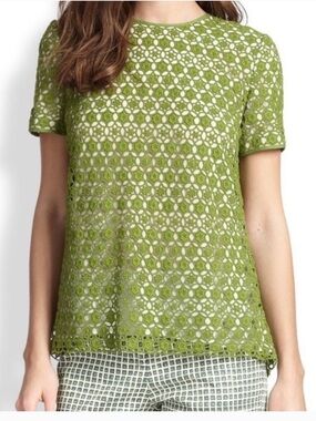 Tory Burch womans Green Crochet Linda Top size XS